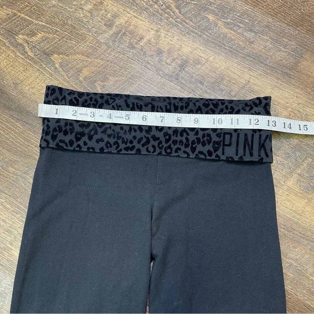 Victoria’s Secret PINK Womens XS Low Rise Black Cheetah Foldover Leggings Skinny - Picture 3 of 11
